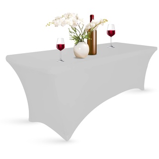 Xabono Tischdecke für Partys und Feiern, 122 cm, Tischdecke für Partys, Spandex, Jubiläumstischdecken für rechteckige Tische, passende Tischdecken für 1,8 m große Tische (122 cm, grau)