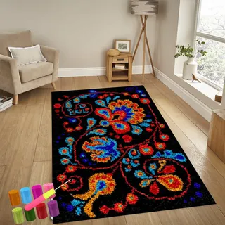 Knüpfteppich Zum Selber Knüpfen-Sets Groß Latch Hook Rug, Handarbeit Selbst Knüpfen Set, Vorgedrucktes Muster Leinwand Teppich Stickerei Handwerk Für Erwachsene Handarbeiten Diy Teppich 38 x 52 cm