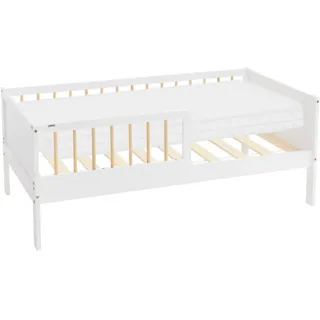 ML-Design Kinderbett Hausbett 70 x 140 cm Kiefer massiv weiß/natur