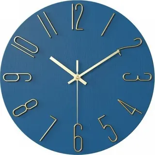 Linghhang - Wohnzimmeruhr Wanduhr 12 Zoll 30cm Blau Goldene Buchstaben