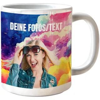 Tasse personalisiert mit eigenem Foto und Text für Papa Mama Freund Familie Geschenkidee Fototasse selbst gestalten 325 ml Keramik Kaffeetasse
