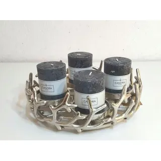 Adventskranz Metall Modern Silber, adventsleuchter Modern, Deko-Kranz Adventskranz aus Metall für 4 Kerzen Weihnachtsdeko, Adventsdeko, Advent Wreath Silber Metall 30 cm