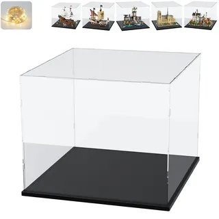 Acryl Vitrine Schaukasten für LEGO 75639 Flying Lamb Piratenschiff 31387 | 3mm Transparente Displayvitrine plexiglas für 21063 Neuschwanstein 21061 75646 Garp 76294 XMen 60419 10326 Schwarz 50x30x40cm