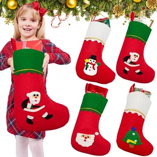 Weihnachtsstrumpf Nikolausstrumpf Zum Befüllen 4er Weihnachtsdeko Set Vliesstoff