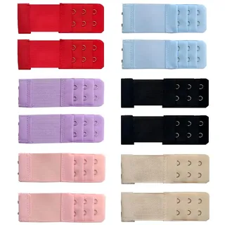 LAKJUOZ 12 Stück Bh Verlängerung 2 Haken 3 Reihen,Bh Erweiterung 2 Haken, Bra Extender Bh Verschluss Verlängerung Weicher, Bequemer Gummizug Für Damen