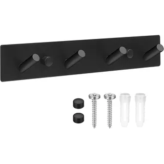 Schwarze Wandgarderobe Mit 4 Haken – Garderobenständer Aus Edelstahl Für Küche, Bad, Schlafzimmer