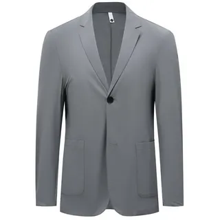 Allthemen Sweatsakko Herren sportliche Anzugjacke mit Revers leichte dünne Sommerjacke grau 46