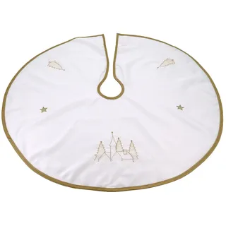 heimtexland Weihnachtsbaumdecke Weihnachtsdeko Baumschmuck Christbaumdecke Baumteppich (1-tlg), Weihnachtsbaum Deko gold bestickt Baumständer Schürze beige