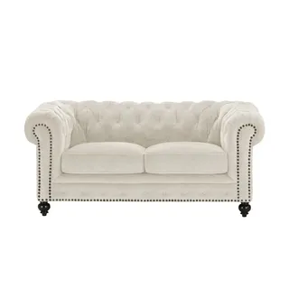 uno Einzelsofa  Chesterfield Stoff , creme , Maße (cm): B: 183 H: 80 T: 100.0