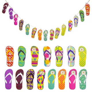 HOWAF Hawaii Party deko, 15 bunten Flip Flops Girlande Hawaii Banner für Hawaii Tropische Sommer Geburtstag Deko Garten Luau Tiki Beach Party deko