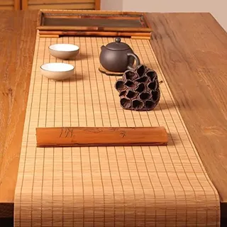 Extra Breiter 50/60 cm Bambus-Tischläufer, rutschfeste Teematten Im Japanischen Stil Für Kaffeetische Im Restaurant, Anti-Hitze-Tischset,60 X 120 cm,Pleasant63
