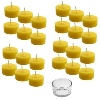 Toms Bienen 96 Teelichter mit 4 Glasschalen aus 100% reinem Bienenwachs