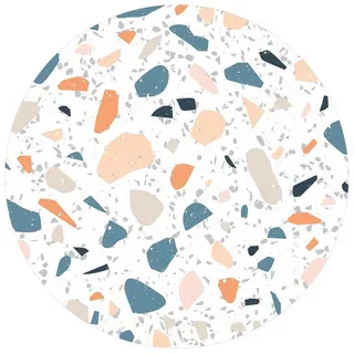 Bilderdepot24 Teppich Vinyl Wohnzimmer Schlafzimmer Flur Küche Muster Terrazzo, rund - petrol glatt, nass wischbar (Küche, Tierhaare) - Saugroboter & Bodenheizung geeignet blau 180 cm x 180 cm