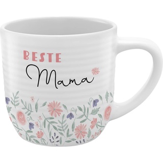GRUSS & CO Tasse mit Rillen "Beste Mama" | Steinzeug, 40 cl, mehrfarbig | Muttertag | 48437