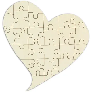 Holzpuzzle „Geschwungenes Herz“ zum selbst bemalen und verzieren - 26 Teile, 30,5 x 29 cm - personalisierbares Puzzle aus Schichtholz