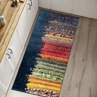 Mazovia Küchenteppich 80 x 200 cm Küchenläufer Waschbar bei 30°C - rutschfest, Tierfreundlich und Pflegeleicht - Kurzflor Teppich Läufer für Küche Kitchen Bunt