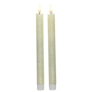 MARELIDA LED Stabkerzen Tafelkerzen Spitzkerzen rustikal 25cm creme