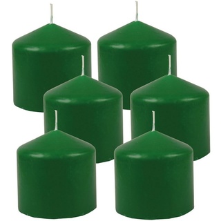 HS Candle Stumpenkerze Blockkerze (6-tlg), Wachskerzen Ø8cm x 8cm - Kerze in vielen Farben grün