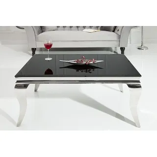 riess-ambiente Couchtisch MODERN BAROCK 100cm schwarz / silber (Einzelartikel, 1-St), Wohnzimmer · Opalglas-Platte · Edelstahl-Beine · eckig · Design schwarz