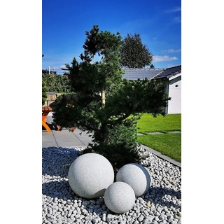 TRANGO LED Gartenleuchte, LED wechselbar, Warmweiß, 3er Set 202540GB IP65 Gartenkugel in Granitstein-Optik mit 20/25/30cm Durchmesser *NATURE* Kugelleuchte inkl. je 1x 4-5 Watt E27 LED Leuchtmittel & je ca. 5 Meter IP44 Kabel, Gartenleuchte, Leuchtkugel