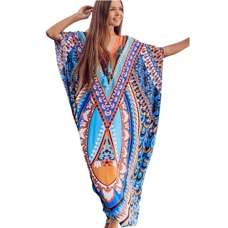LikeJump Damen Baumwolle Hippie Kaftan Strandkleid Bikini Cover-up Badeanzug Kleidung - Einheitsgröße