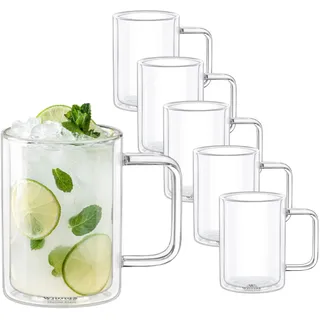 Wilmax Doppelwandig Thermogläser Fassungsvermögen: 400ml - Kaffeetassen Cappucino Latte Macchiato Espresso Mokka Tassen - Kaffee-Gläser 6 SET