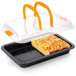 Backform Kuchenform Transportbox Granit Antihaft Deckel Tragegriff 36 cm