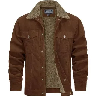 Cordjacke Herren gefüttert Cargo Teddyfellkragen Winter M Braun