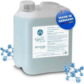 The higher BLUE® Methylenblau 1% Lösung 5 Liter Kanister | Höchste Reinheit >99,9% | Ph. Eur. Reinstoff | frei von Schwermetallen | Hergestellt und Laborgeprüft in Deutschland