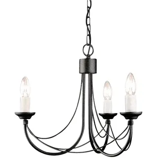 Elstead Lighting, Kronleuchter, Carisbrooke Kronleuchter E14 3-fach Schwarz, Made in UK (47 cm)