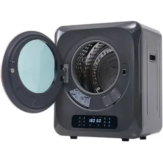 OKWISH Mini Wäschetrockner 49x43x59cm 3kg Elektrischer Ablufttrockner Wandmontage Energieeffizient mit 6 Programmen Überhitzungsschutz 850W Grau