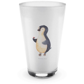 Mr. & Mrs. Panda Glas Pinguin Marienkäfer - Transparent - Geschenk, Glas, Freude, Cappuccin, Premium Glas, Design mit Herz