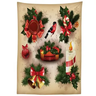 Abakuhaus Tischdecke Farbfest Waschbar Für den Außen Bereich geeignet Klare Farben, Weihnachten Vintage-Ornamente bunt 140 cm x 170 cm