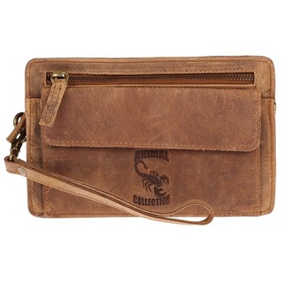 Christian Wippermann Handgelenktasche Herren echt Leder Handgelenktasche Herrenhandtasche, Dokumententasche Tasche Doppelkammer braun