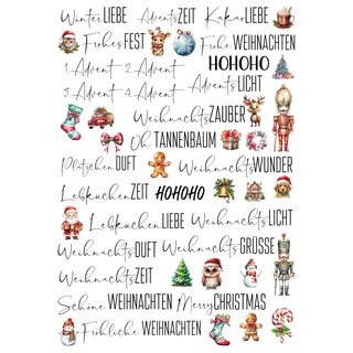 Kerzentattoos Weihnachten – 9 weihnachtliche Designs – Wasserschiebefolie A4 – für glatte Kerzen & Keramik – einfache Anwendung – DIY Deko & Geschenkidee (Nussknacker)