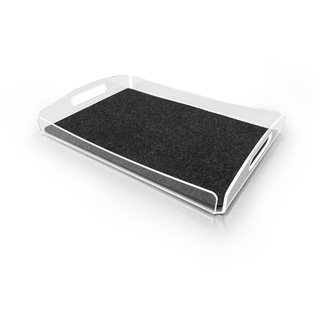 Premium Serviertablett - Klares Acryl Tablett - Rechteckiges Serviertablett mit Henkeln zum Servieren von Speisen und Getränken - Dekoratives Kunststoff Tablett - 48x33x6cm