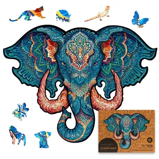 UNIDRAGON Holzpuzzle für Erwachsene - Eternal Elephant Puzzle - 700 Teile | Royal Size 62.0 x 47.0 cm - Einzigartig geformte Puzzleteile - Lasergeschnittenes Holz - Holzgeschenkbox