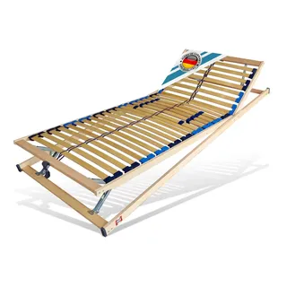 Lattenrost 28 Leisten, verstellbar, stabilisierender Mittelgurt MONTIERT, Matratzen Perfekt, Kopfteil 8 Fach Verstellbar, Fußteil 8 Fach Verstellbar, Spar-Set, verstellbarer Lattenrost, made in Germany 90 cm x 190 cm x 6 cm
