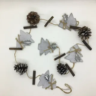 Baum-Zapfen-Girlande Christbaumschmuck 120cm Tannenbaum, Holz, Tannenzapfen
