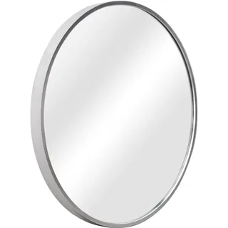 [en.casa] Wandspiegel Modugno 50 cm Badezimmerspiegel Badspiegel Schminkspiegel Hängespiegel rund Aluminiumrahmen Wandmontage Silber
