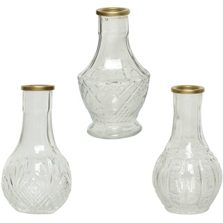 Vase Glas 11,5cm x 1 Stück mit Goldrand und Relief Blumenvase