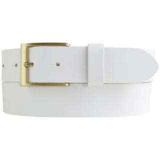 BELTINGER Ledergürtel Gürtel aus Vollrindleder 3,5 cm - Jeans-Gürtel für Herren mit goldener (1-St) weiß 115 cm (Gesamtlänge 130 cm)