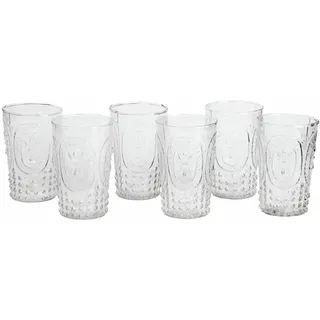 LOBERON Glas 6er Set Fleury, klar | Trinkgläser, Mit dekorativem Reliefmuster, Filigranes Set, Mundgeblasen