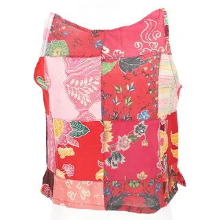 Guru-Shop T-Shirt Boho Patchwork Sommertop, upcycling Damentop,.. Ethno Style, alternative Bekleidung bunt|rot