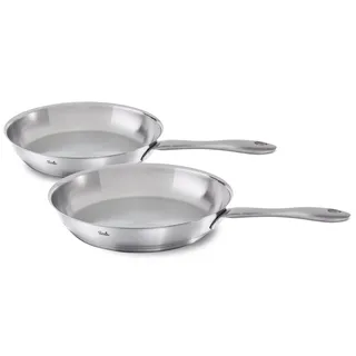 Fissler, Catania Pfannen-Set 2-teilig (Ø 24 + 28 cm), Edelstahl, unbeschichtet, Thermic-Boden, backofengeeignet bis 230 °C, Induktion