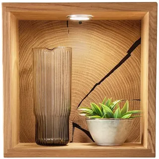 möbelando Wandregal >KM-0660< in braun aus Wildeiche massiv geölt - 34x34x21cm (BxHxT)