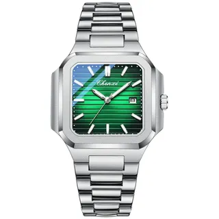 Herrenuhr Quadratische Leuchtende Uhren 3ATM Wasserdicht Kalender Analog Quar...