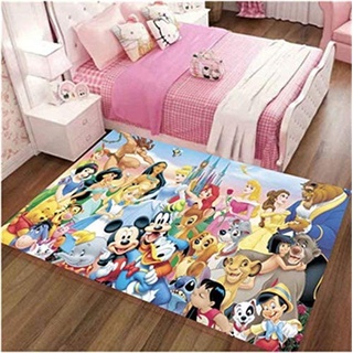 BILIVAN Langer Teppich Kinderzimmer Anime Cartoon Disney Mickey Mouse Zuhause Wohnzimmer Schlafzimmer Arbeitszimmer Badezimmer Anti-Rutsch Kristall Samt Teppich (120 * 160 cm)