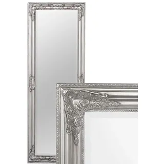 Eleganter Wandspiegel BESSA Silber antik 140x50cm barock Design Spiegel pompös Holzrahmen