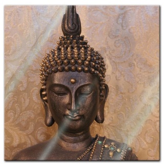 Bilderdepot24 Glasbild, Buddha bunt 50 cm x 50 cm